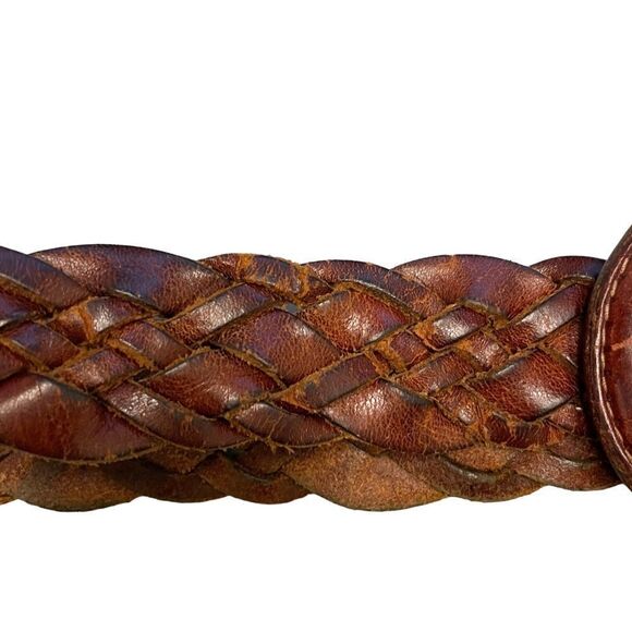 Leather Braided Woven Belt Made In Turkey Brown L main image 5